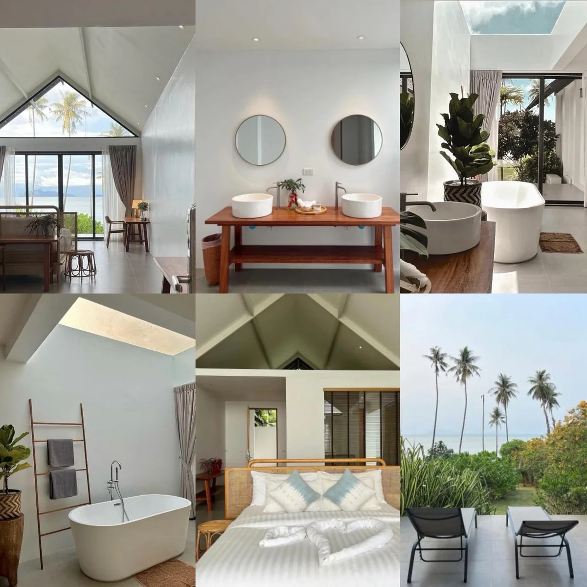 Beautifully designed Little Moon Villa interiors and ocean views on Ao Talong, Koh Mak, Thailand