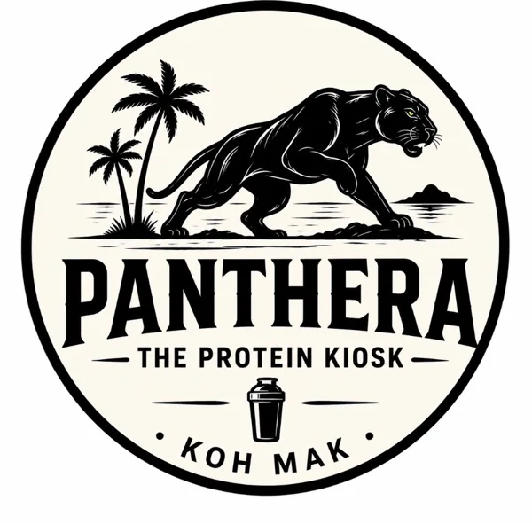 Panthera Bike Tours logo — a black panther above palm trees on Koh Mak