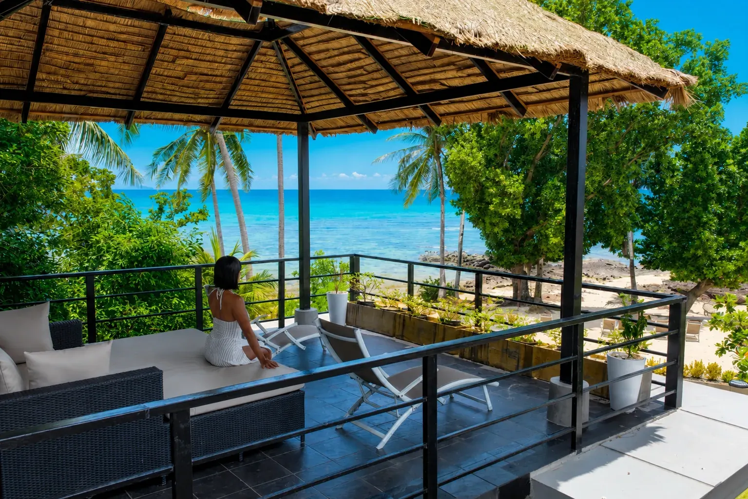Sunset Beach Front Seaview Villa terrace with ocean view